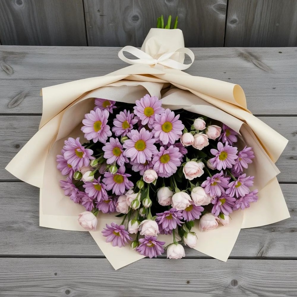 Букет цветов из: Розы и Хризантемы в Большое Буньково