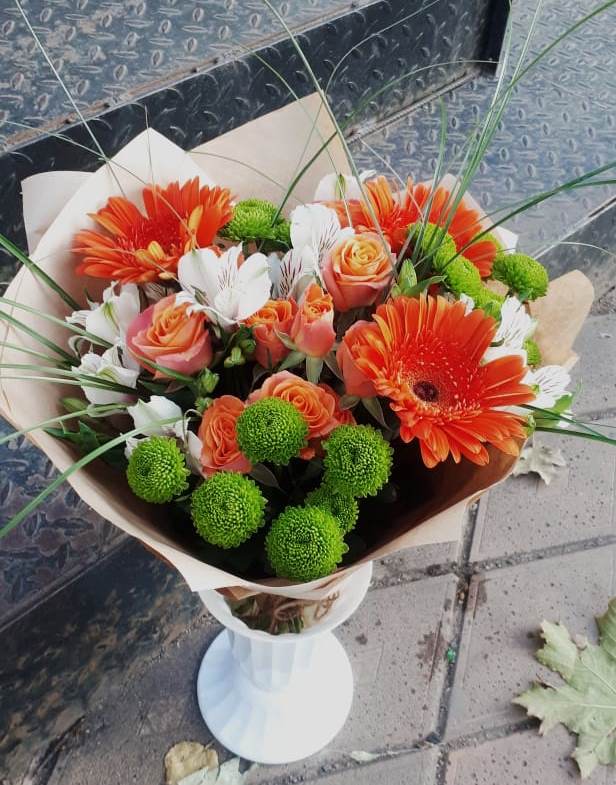 Букет цветов из: Герберы, Хризантемы, Альстромерии и Розы в Большое Буньково