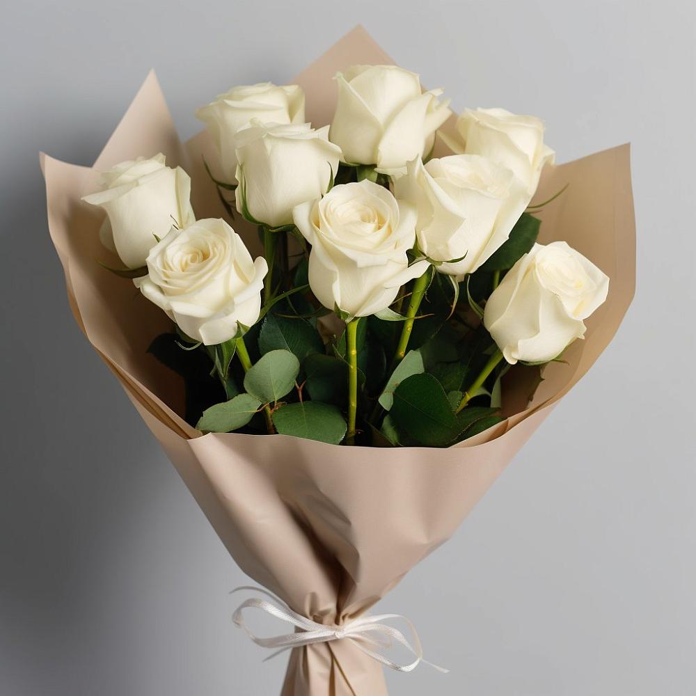 Букет 9 Белых роз Эдлесс Лав в Большое Буньково