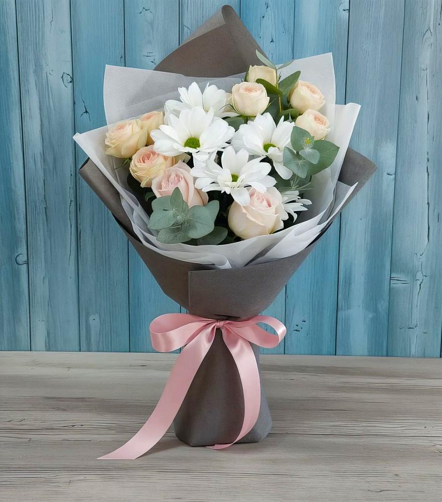 Букет цветов из: Хризантемы и Розы в Большое Буньково