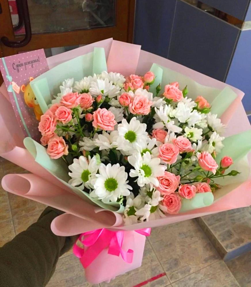 Букет цветов из: Розы и Хризантемы в Большое Буньково