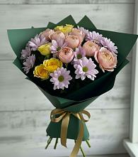 Букет цветов из:  Хризантемы и Розы в Большое Буньково