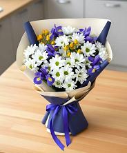 Букет цветов из:  Розы, Ирисы и Хризантемы в Большое Буньково