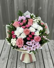 Букет цветов из:  Альстромерии, Гвоздики, Розы и Хризантемы в Большое Буньково