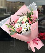 Букет цветов из:  Розы, Лизиантусы и Хризантемы в Большое Буньково