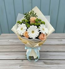 Букет цветов из:  Герберы, Розы и Хризантемы в Большое Буньково