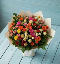 Букет Микс из разноцветных кустовых роз в Большое Буньково